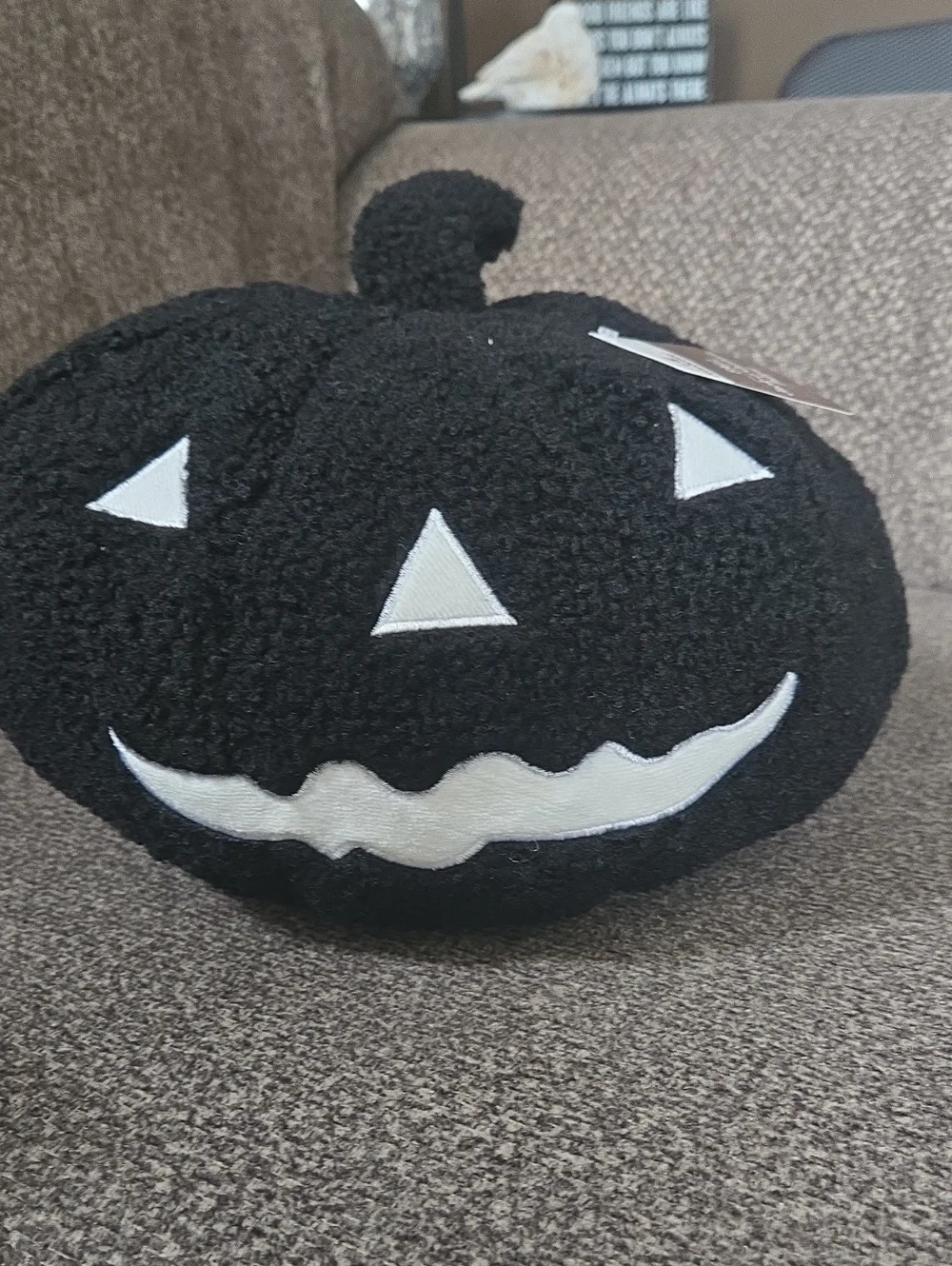 Black Jack-O'-Lantern Plush Holiday Pillow